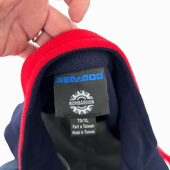 SEA DOO BOMBARDIER NAVY BLUE, RED, WHITE FLEECE PULLOVER - XL - Picture 6 of 6